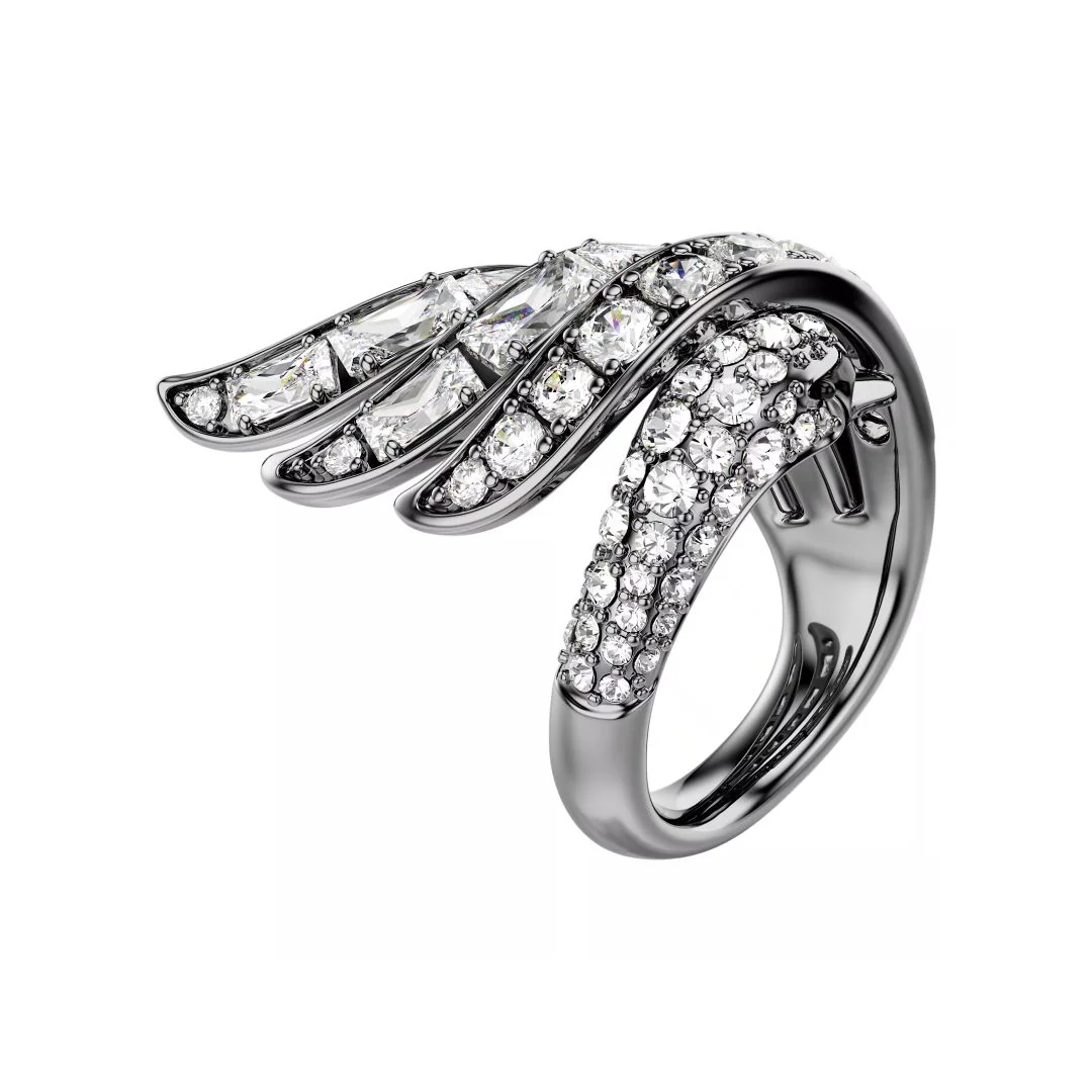 Swarovski The Vienna Collection sormus, tumma metalli kirkkailla kristalleilla