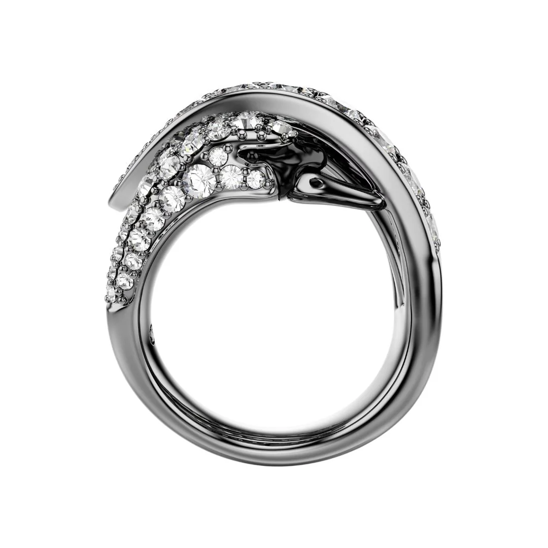Swarovski The Vienna Collection sormus, tumma metalli kirkkailla kristalleilla - Image 4