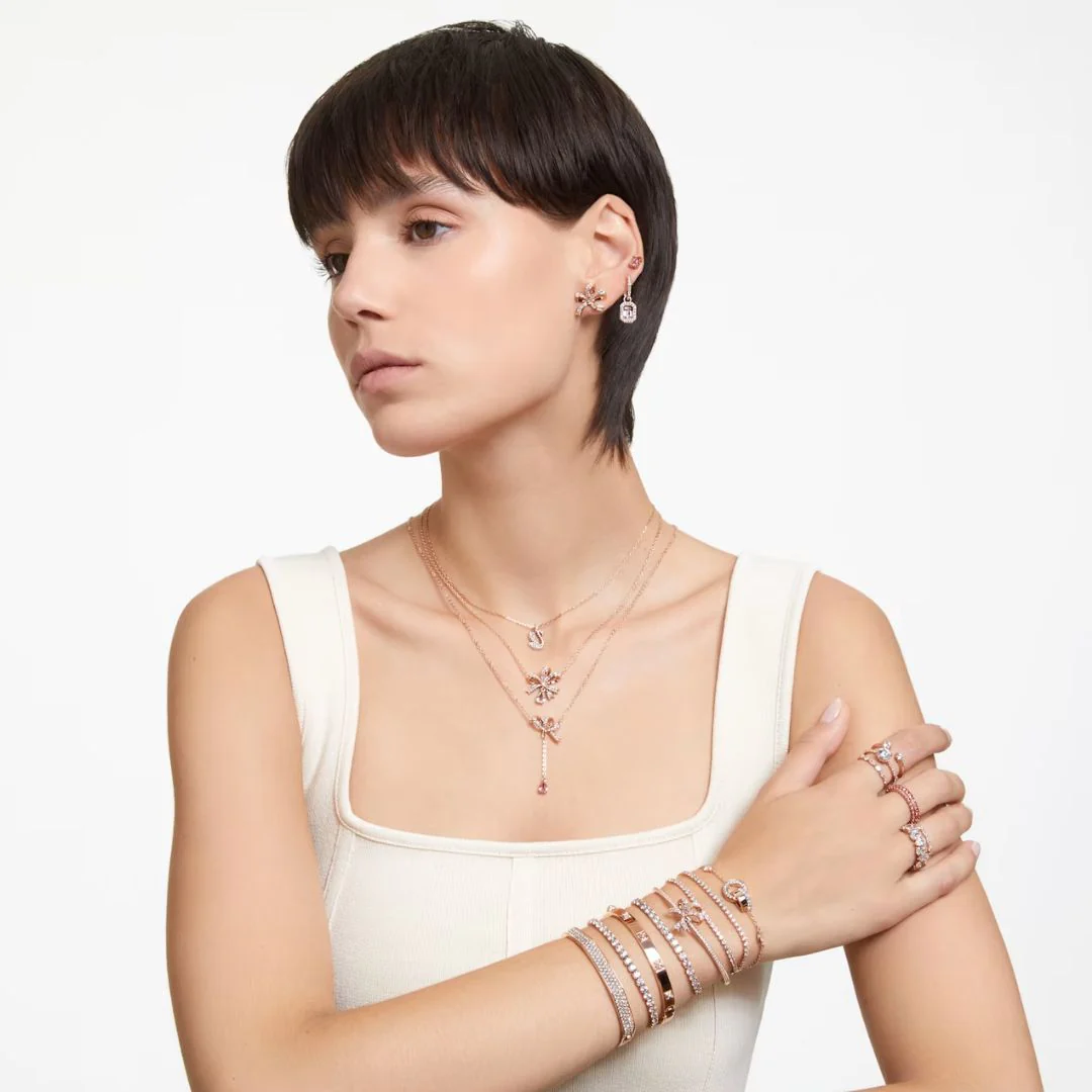 Swarovski Volta korvakorut, ruusukullan värinen ja kirkkaat kristallit - Image 2