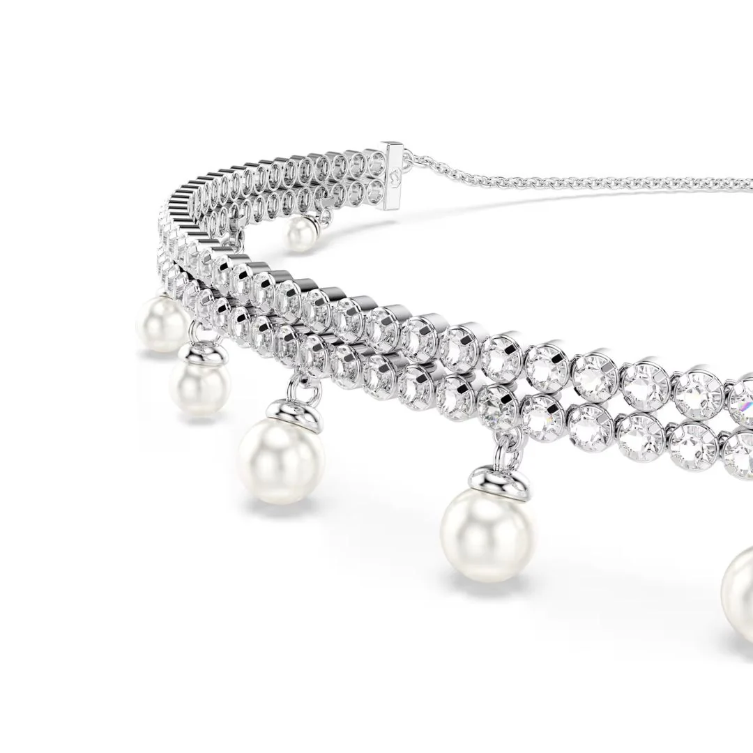 Swarovski x Ariana Grande Choker kaulakoru, vaalea metalli, kirkkaat kristallit ja valkoiset helmet, 5720865 - Image 2