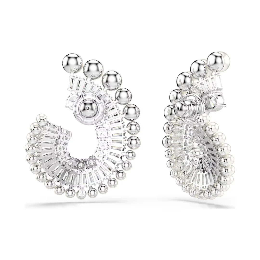 Swarovski x Ariana Grande korvakorut, vaalea metalli, kirkkaat kristallit ja valkoiset helmet, 5720869 - Image 3