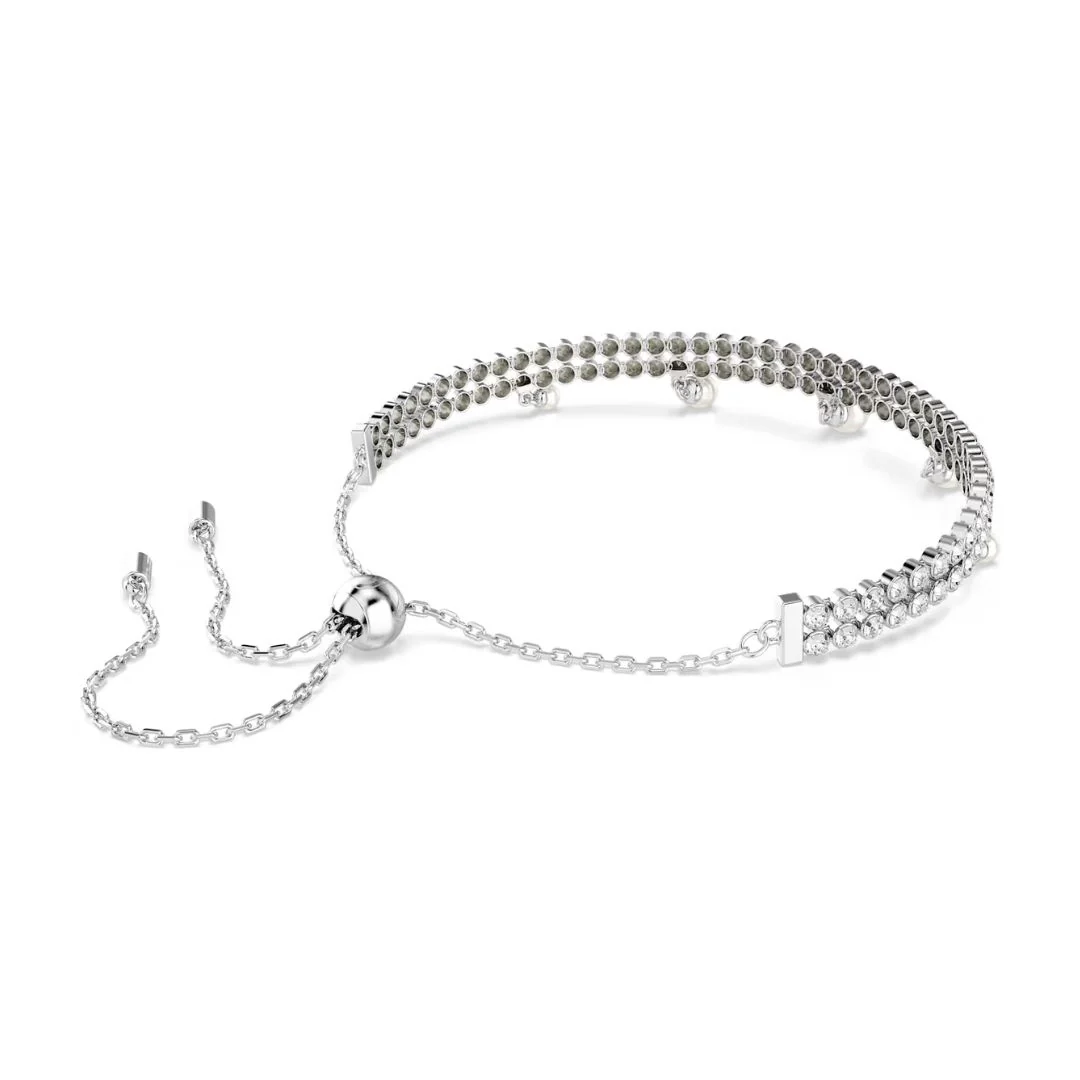 Swarovski x Ariana Grande rannekoru, vaalea metalli, kirkkaat kristallit ja valkoiset helmet 5720870 - Image 3