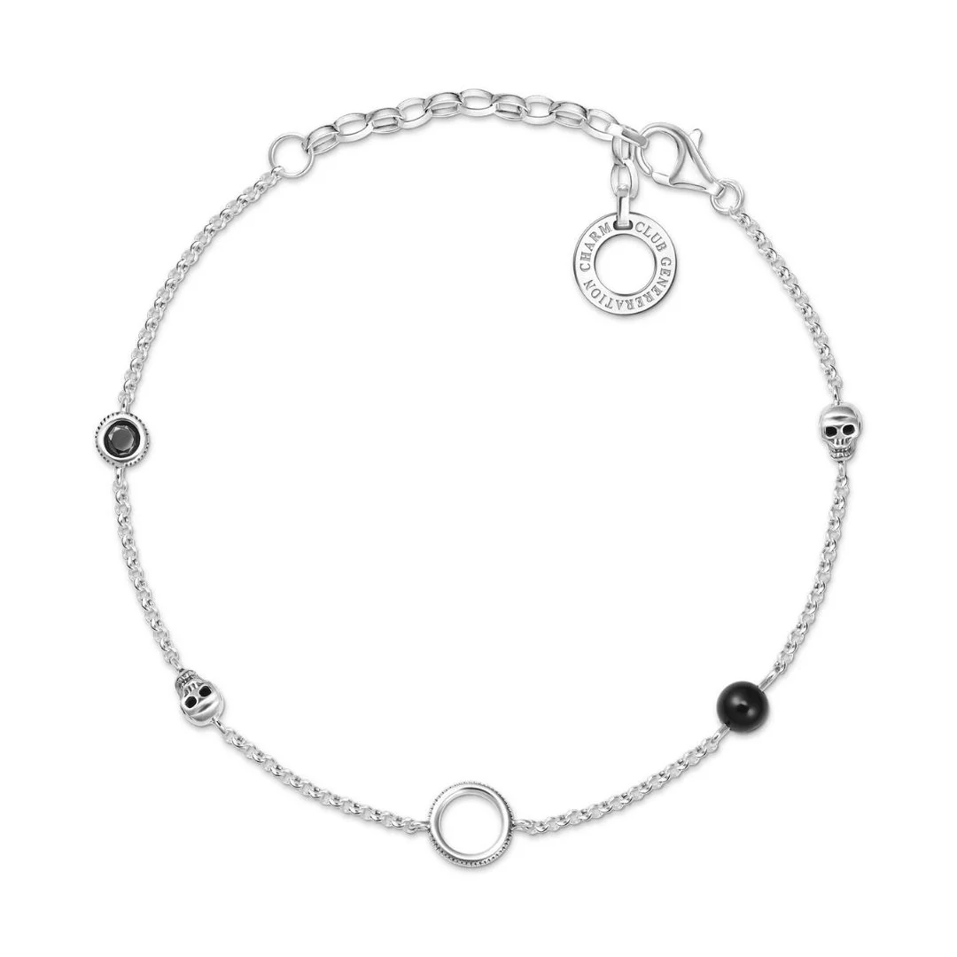 Thomas Sabo Charm Skull rannekoru, hopeaa, X0275-641-11