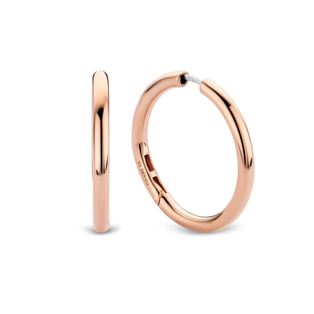TI SENTO korvakorut, 30 mm, ruusukullattua hopeaa, 7782SR