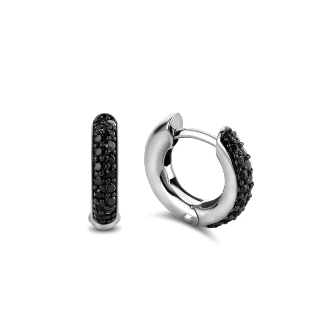 TI SENTO Milano korvakorut, 14 mm, hopeaa ja onyksia, 7210ZB