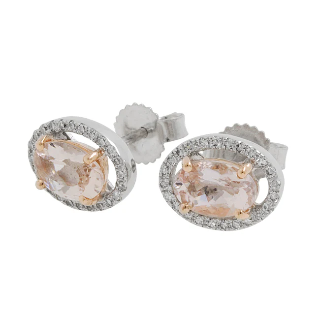 Timanttikorvakorut morganiiteilla, timantit 0,10ct