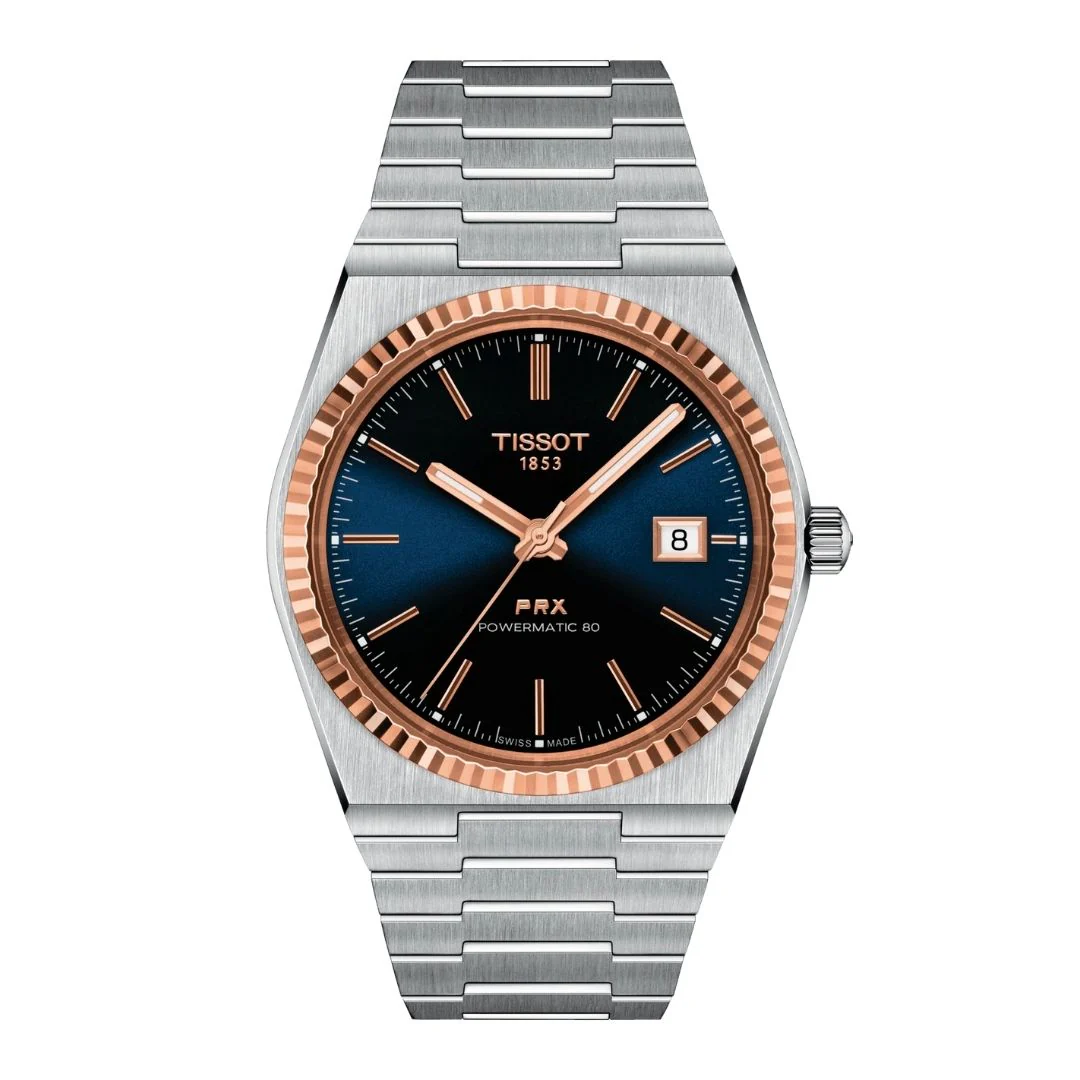 Tissot PRX Powermatic 80, teräs ja 18K ruusukulta, T9314074104100 rannekello