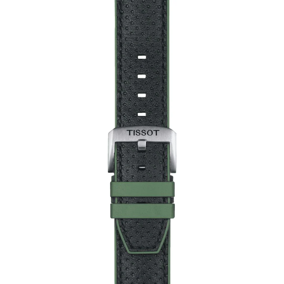 Tissot ranneke, 22 mm, musta nahka ja vihreä silikoni, T852046787