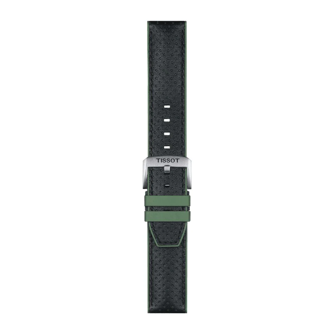 Tissot ranneke, 22 mm, musta nahka ja vihreä silikoni, T852046787 - Image 3