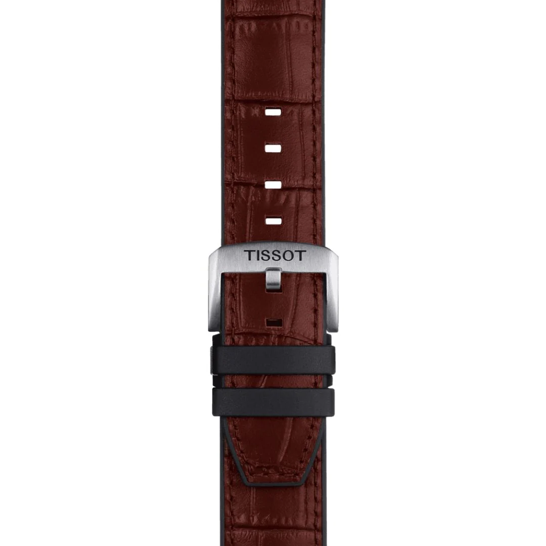 Tissot ranneke, 22 mm, ruskea nahka ja musta silikoni, T852046767