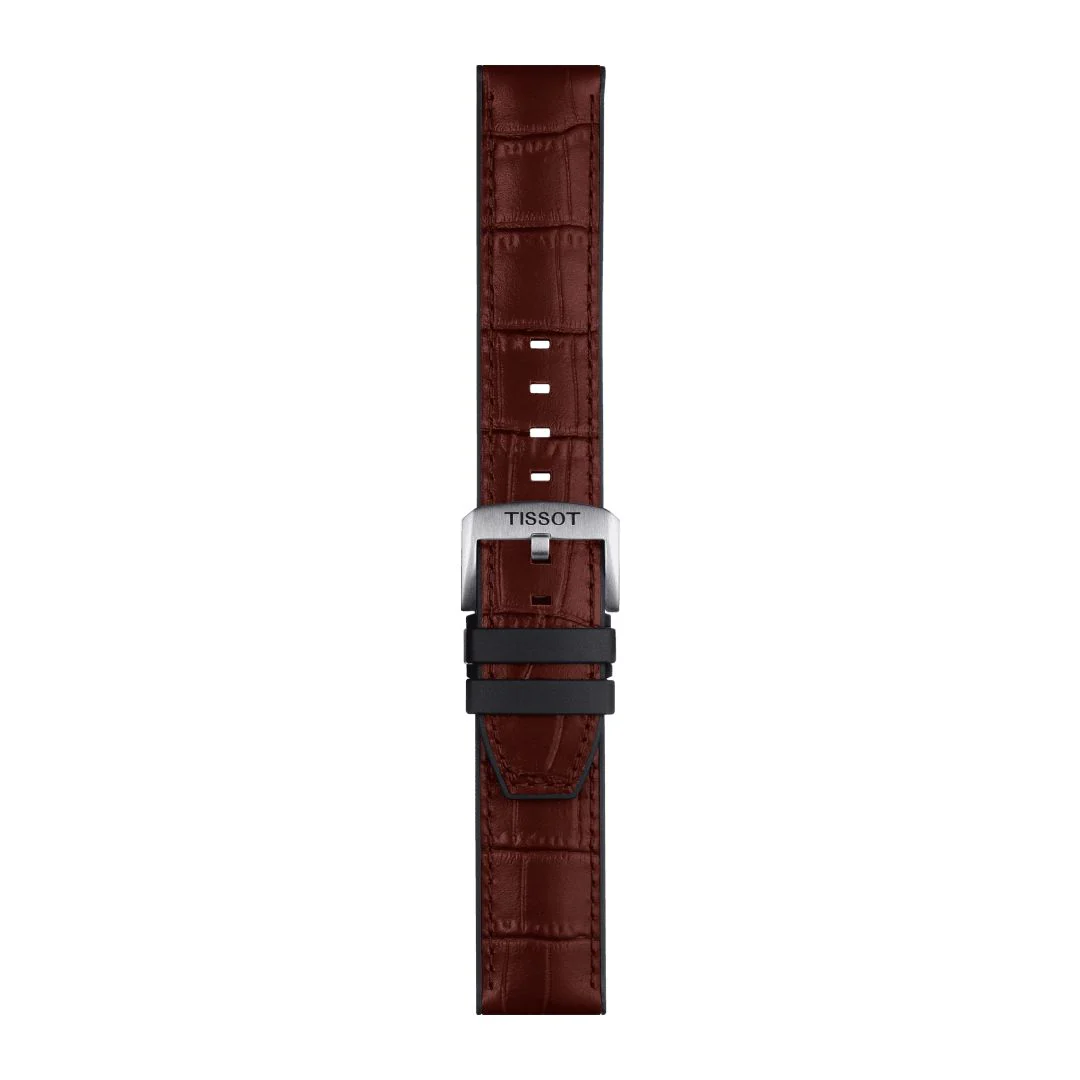 Tissot ranneke, 22 mm, ruskea nahka ja musta silikoni, T852046767 - Image 3