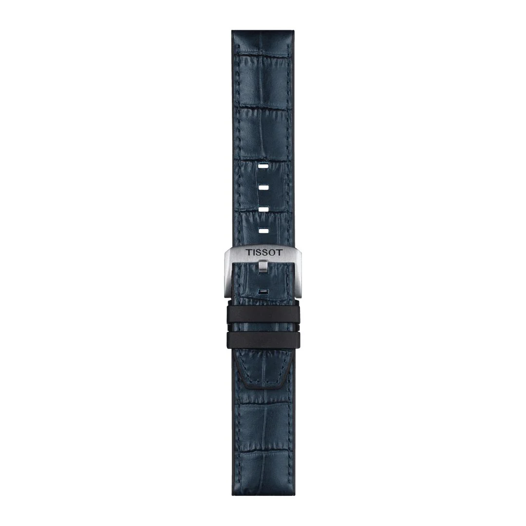Tissot ranneke, 22 mm, sininen nahka ja musta silikoni, T852046765 - Image 3