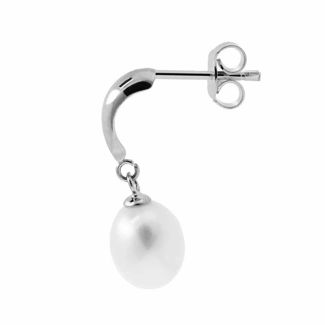 Valkokultaiset helmikorvakorut aidoilla makeanveden helmillä, 14K valkokulta - Image 2