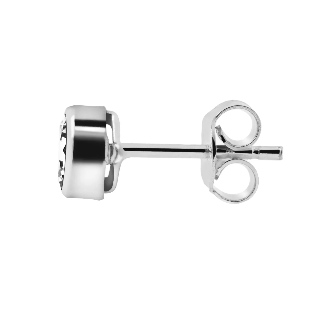 Valkokultaiset korvakorut 5mm kirkkaalla zirkoniakivellä, 14K valkokulta - Image 3