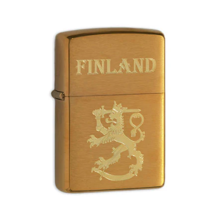 Zippo sytytin, Suomi Leijona Finland, harjattu messinki