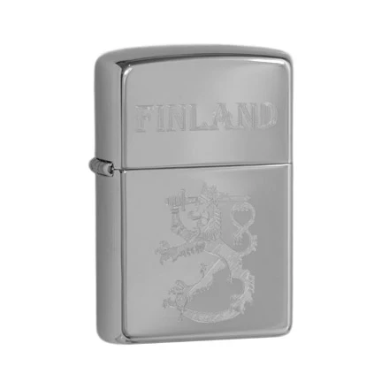 Zippo sytytin, Suomi Leijona Finland, kiiltävä kromi