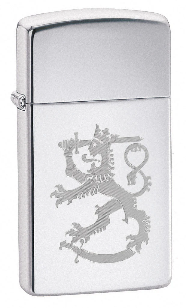 Zippo sytytin, Suomi Leijona, kiiltävä kromi, kapea malli